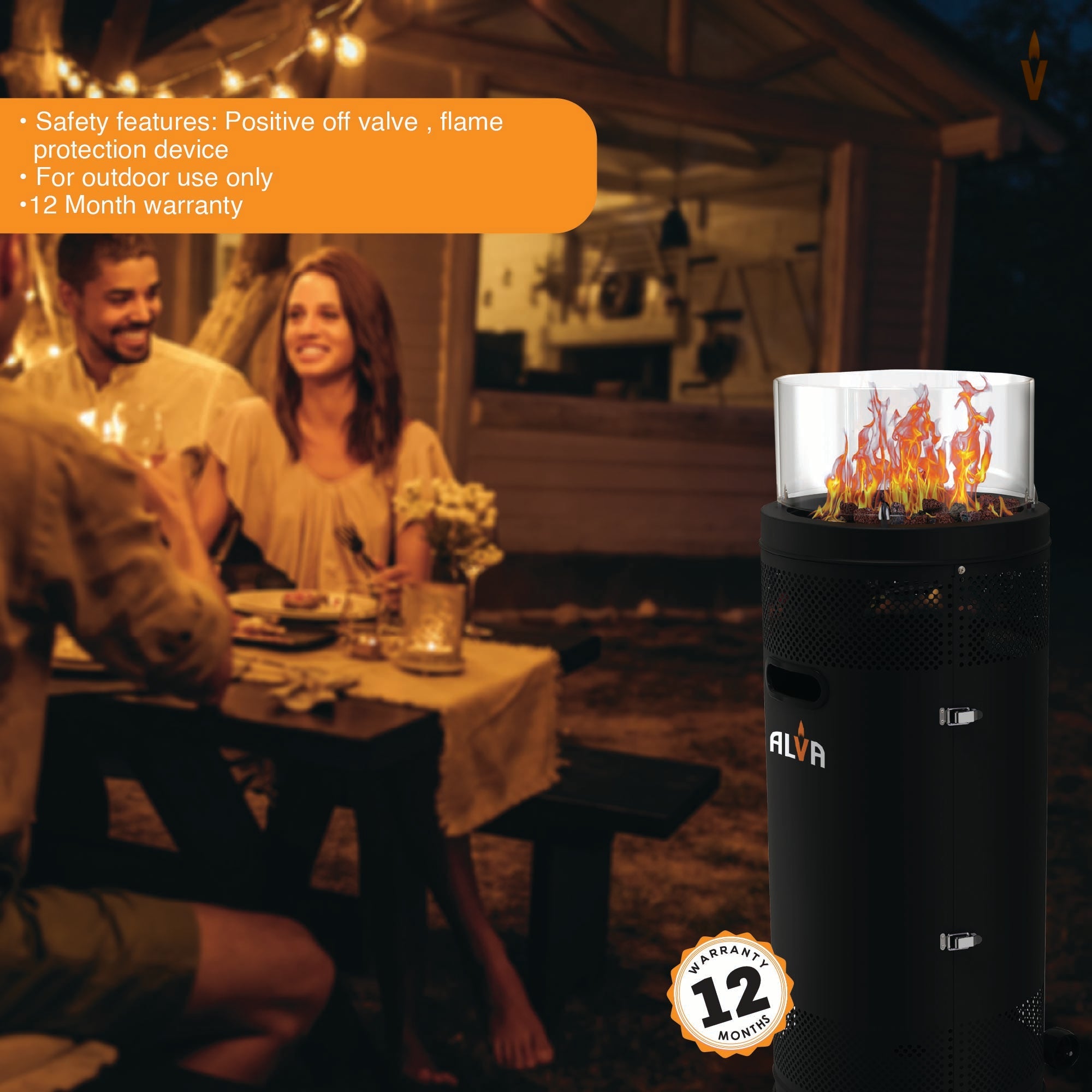 Short Stand Firepit Gas Patio Heater (With Lava Stones)