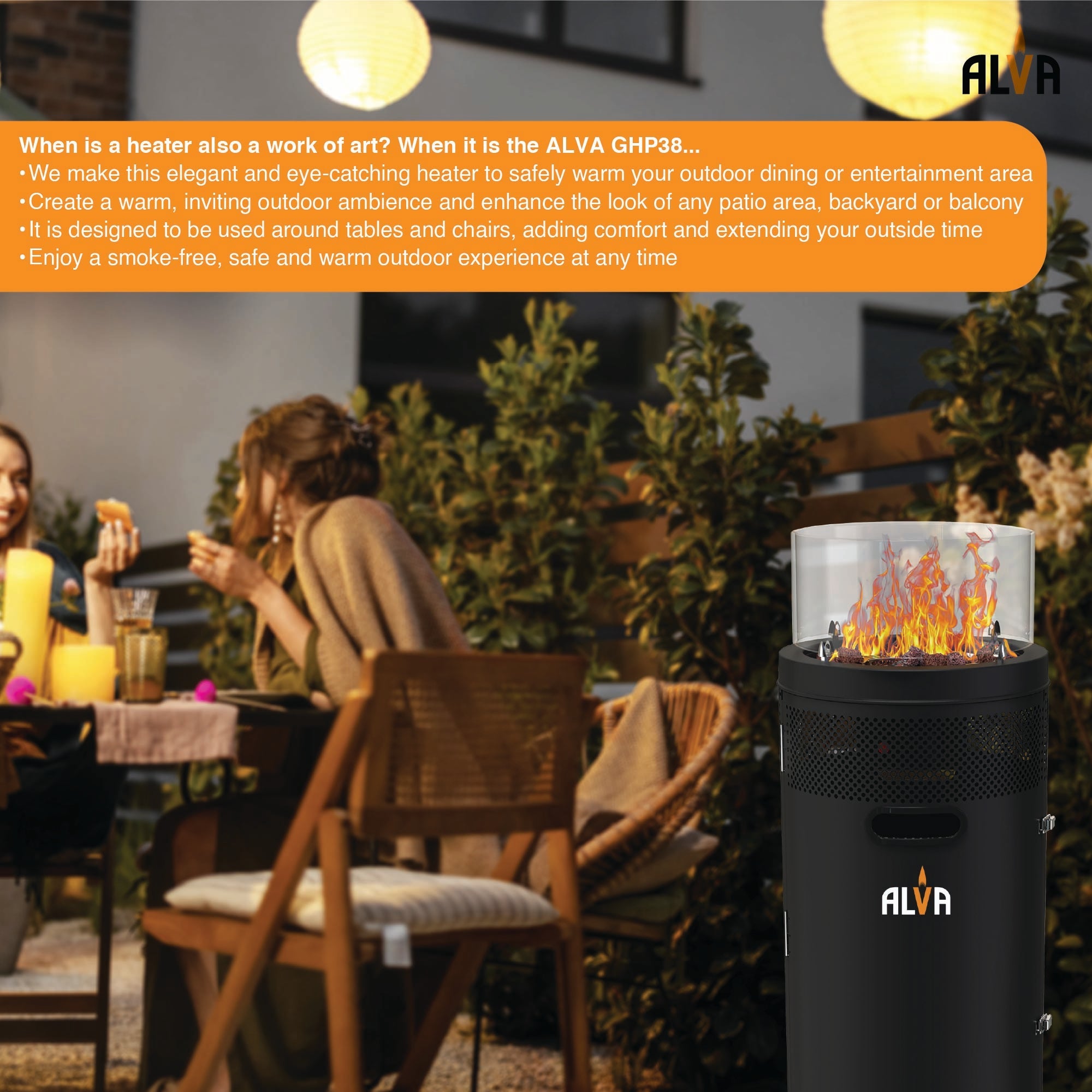 Short Stand Firepit Gas Patio Heater (With Lava Stones)