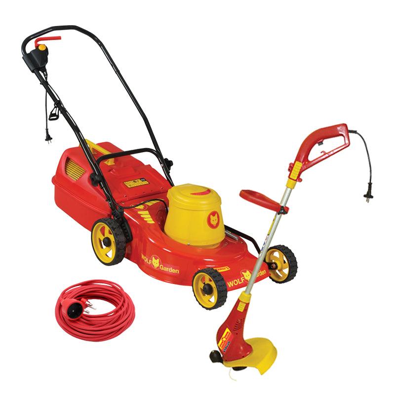 Wolf Lawnmower 2200 W+650 W Trimmer+20 M Ext Crd - Livestainable.co.za