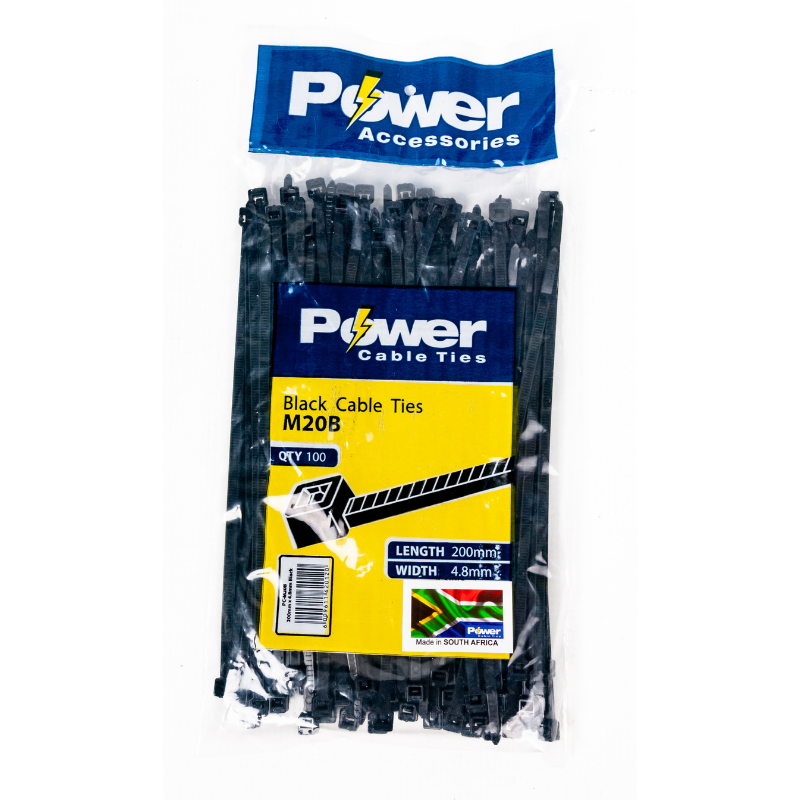 Power Cable Ties 200mm X 4.8mm Pk 100