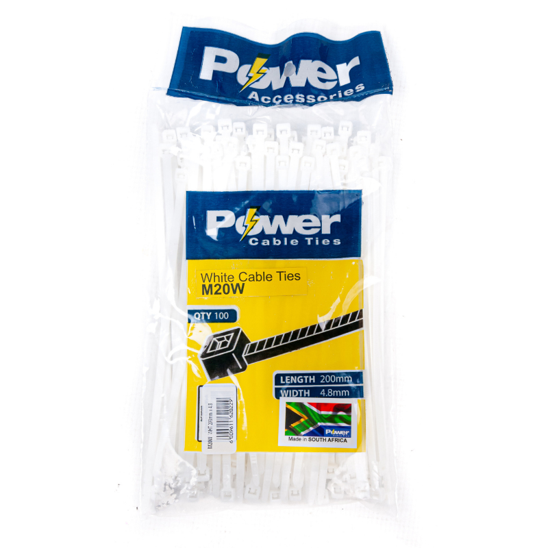 Power Cable Ties 200mm X 4.8mm Pk 100