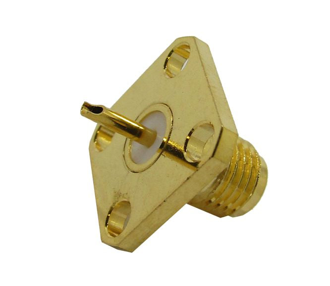 Sma Socket P/M Sq 4 Hole Flush, Gold M5010 Z