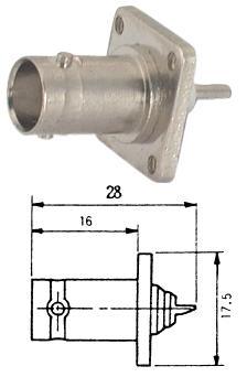 Bnc Socket Panel Mount Solder Sq 4 Hole M5543 T - Livestainable.co.za