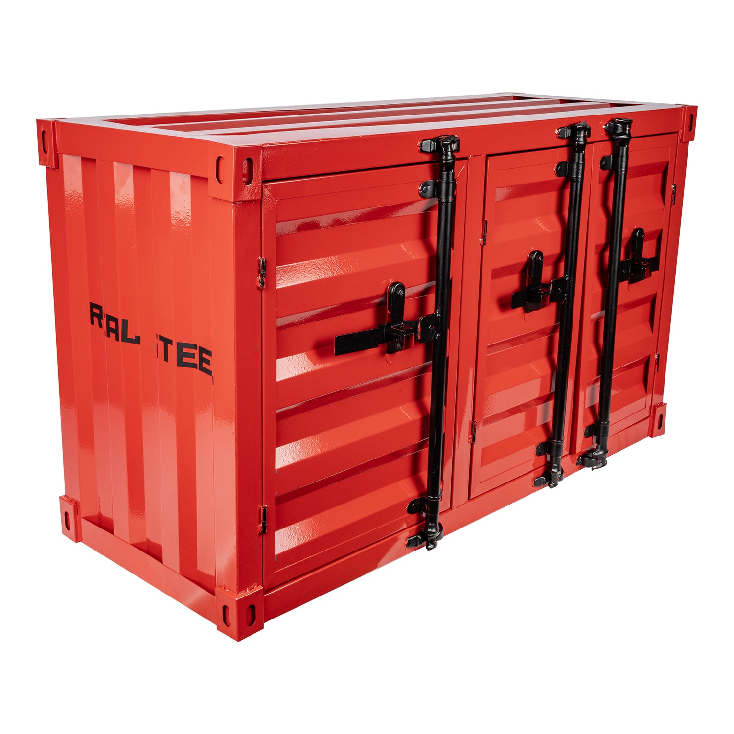 Tork Craft Metal Container Storage Box 1000 X 400 X 600 Mm Red 3 Door Single Shelf