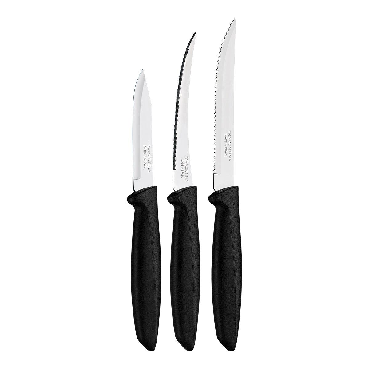 Tramontina Plenus Knife Set Black 3 Pc Bp - Livestainable.co.za