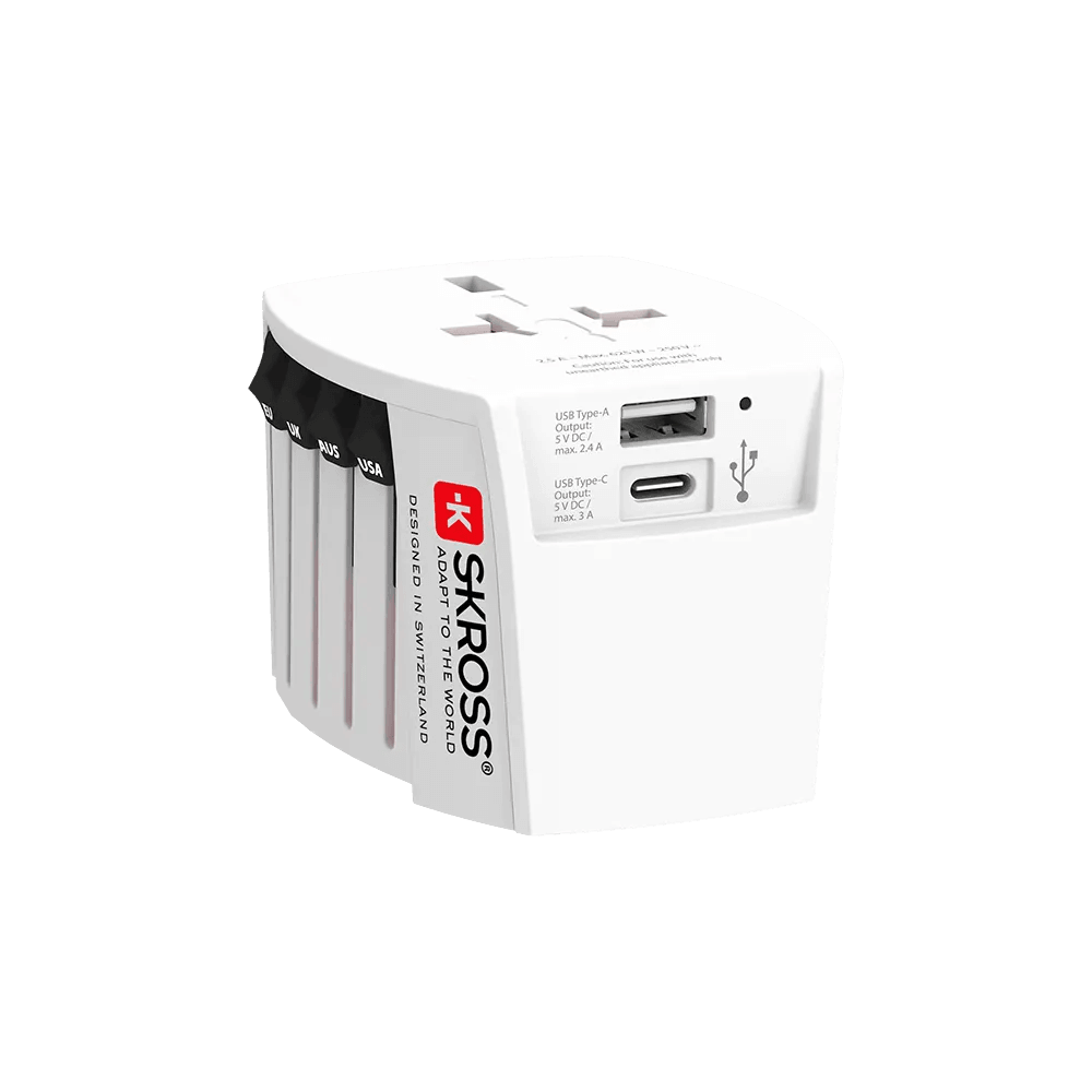 SKROSS - MUV USB (AC) Phase 2 (IEC 2017) - Universal Travel Adapter with USB and AC Compatibility - Livestainable.co.za