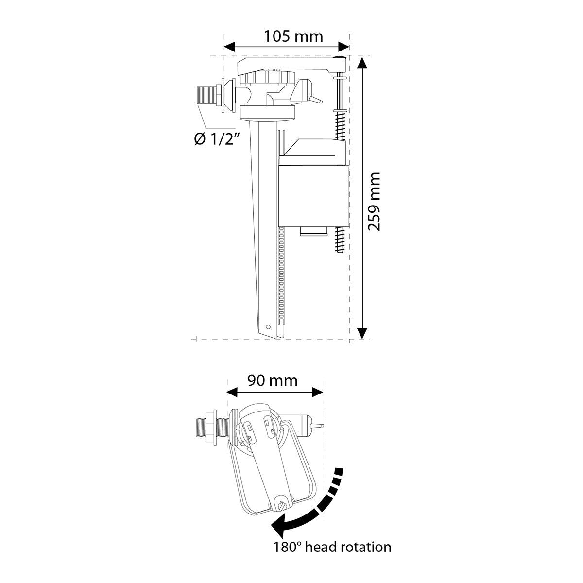 Wirquin Valve Jollyfill Side Inlet 1/2 (Boxed) - Livestainable.co.za