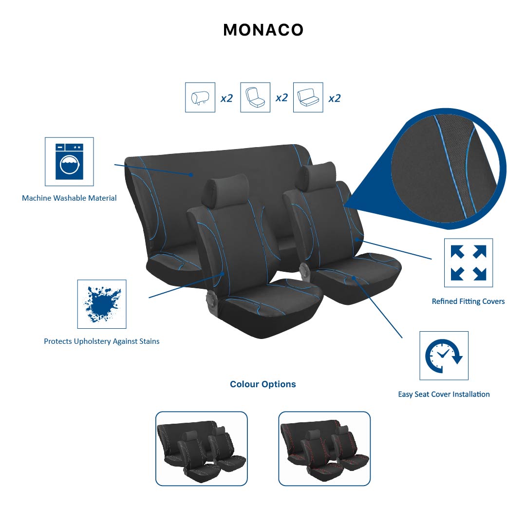Monaco 6 Pc Car Seat Cover Set