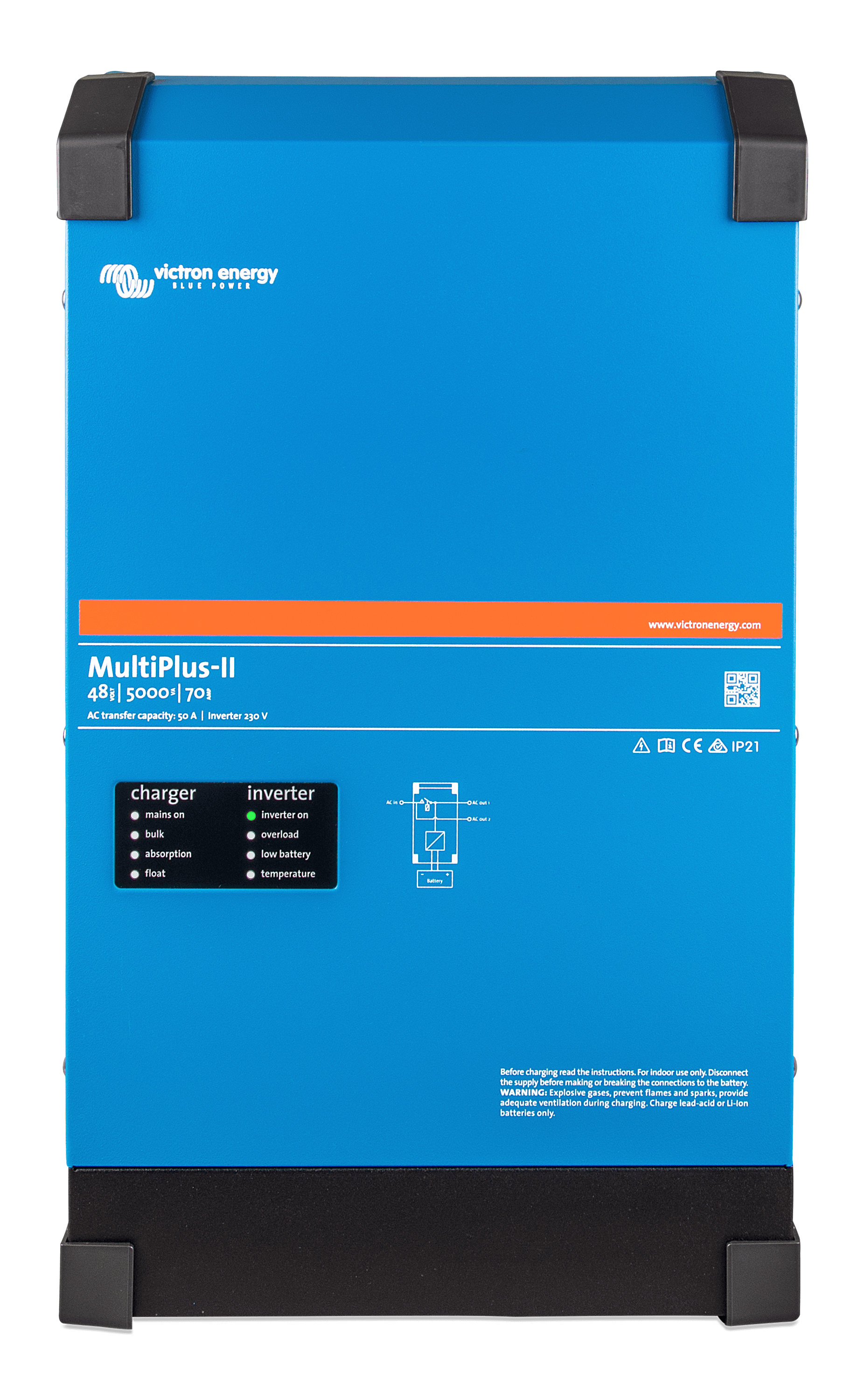 Victron Multiplus II 48/10000/140-100 230V Single Phase Pure Sine Wave Inverter Charger - Livestainable.co.za