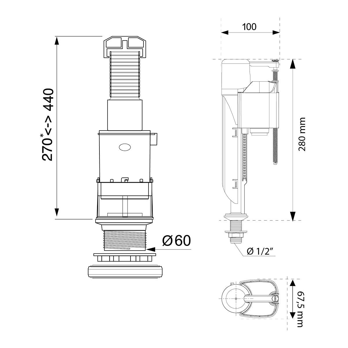 Wirquin Mechanism C/C F/Flush 2 Inch Bi Mxjf (Box) - Livestainable.co.za