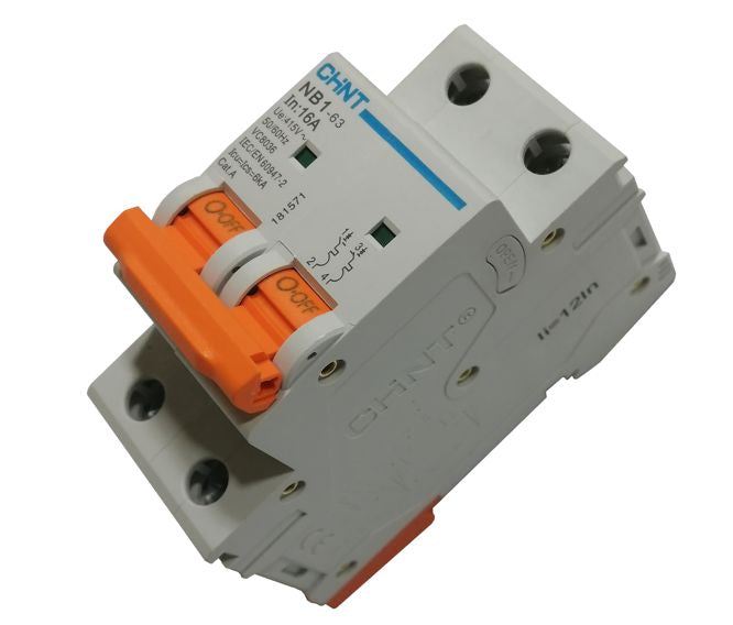 Mini Din Rail Mount Circuit Breaker 16 A 2 P 6 Ka D Curve Nb1 2 P D16 06