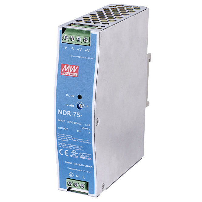 Power Supply D/R In=220 V @ 1.6 A Out=24 V@3.2 A 75 W Ndr 75 24