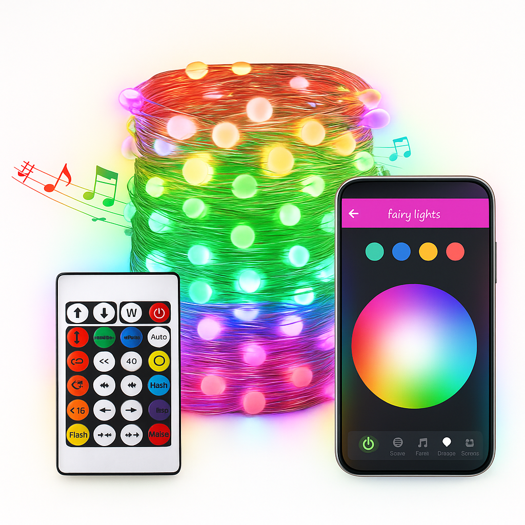 BNETA Smart LED Fairy Lights IO-MSL3 (10m) Wi-Fi App Control & Remote Control, RGB Multicolor