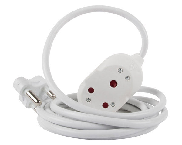 Nexus Extension Cord White Dbl 5 M 1.5 Mm 16 A