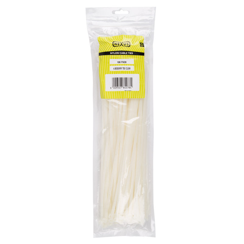Nexus Cable Ties T501 4.8 Mmx300 Mm White 100 Pack
