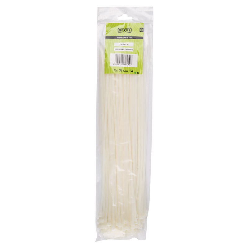 Nexus Cable Ties T50 L 4.8 Mmx400 Mm White 100 Pack