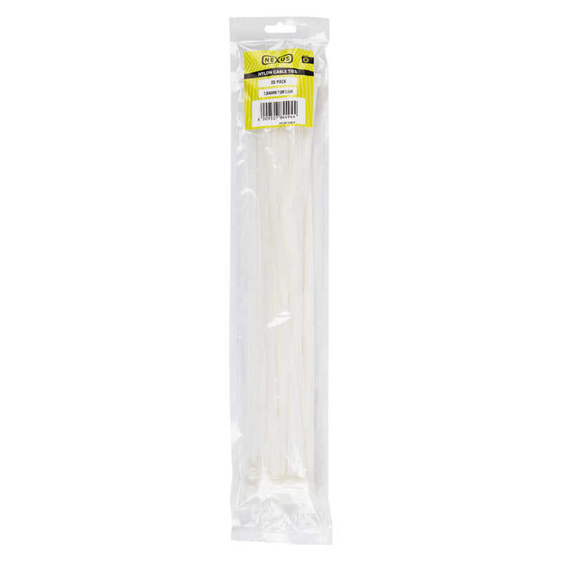 Nexus Cable Ties 7.6 X400 Mm T120 R 20 Pk White
