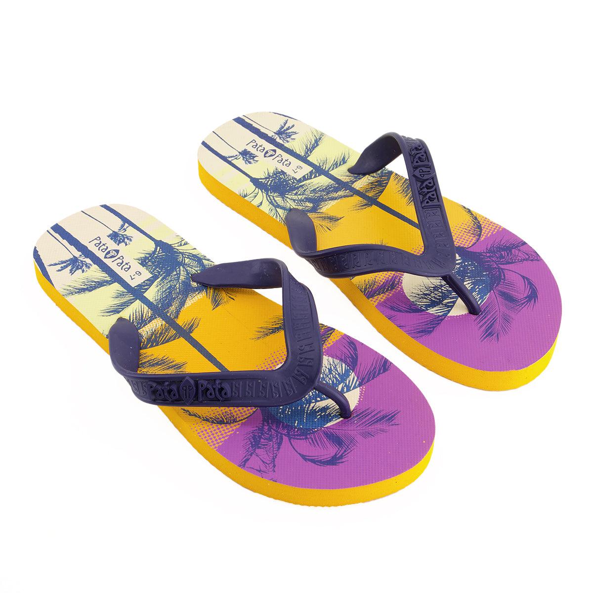 Pata Pata Mens Flip Flops Navy Yellow Size 6/7 - Livestainable.co.za