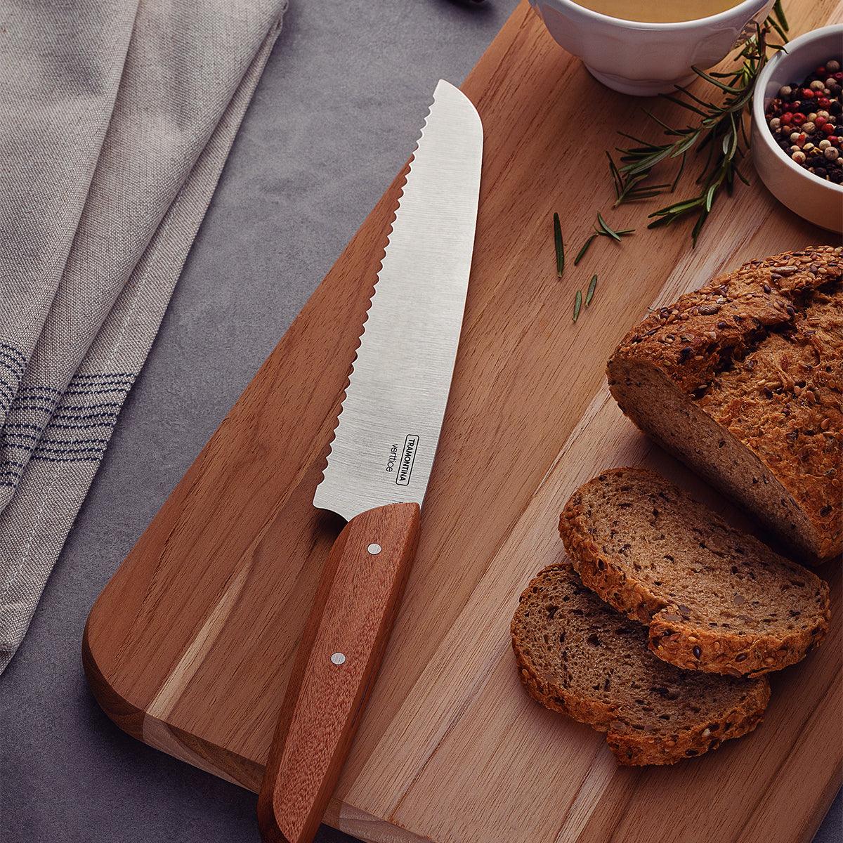 Tramontina Vertice Natural Wood Bread Knife 20 Cm - Livestainable.co.za