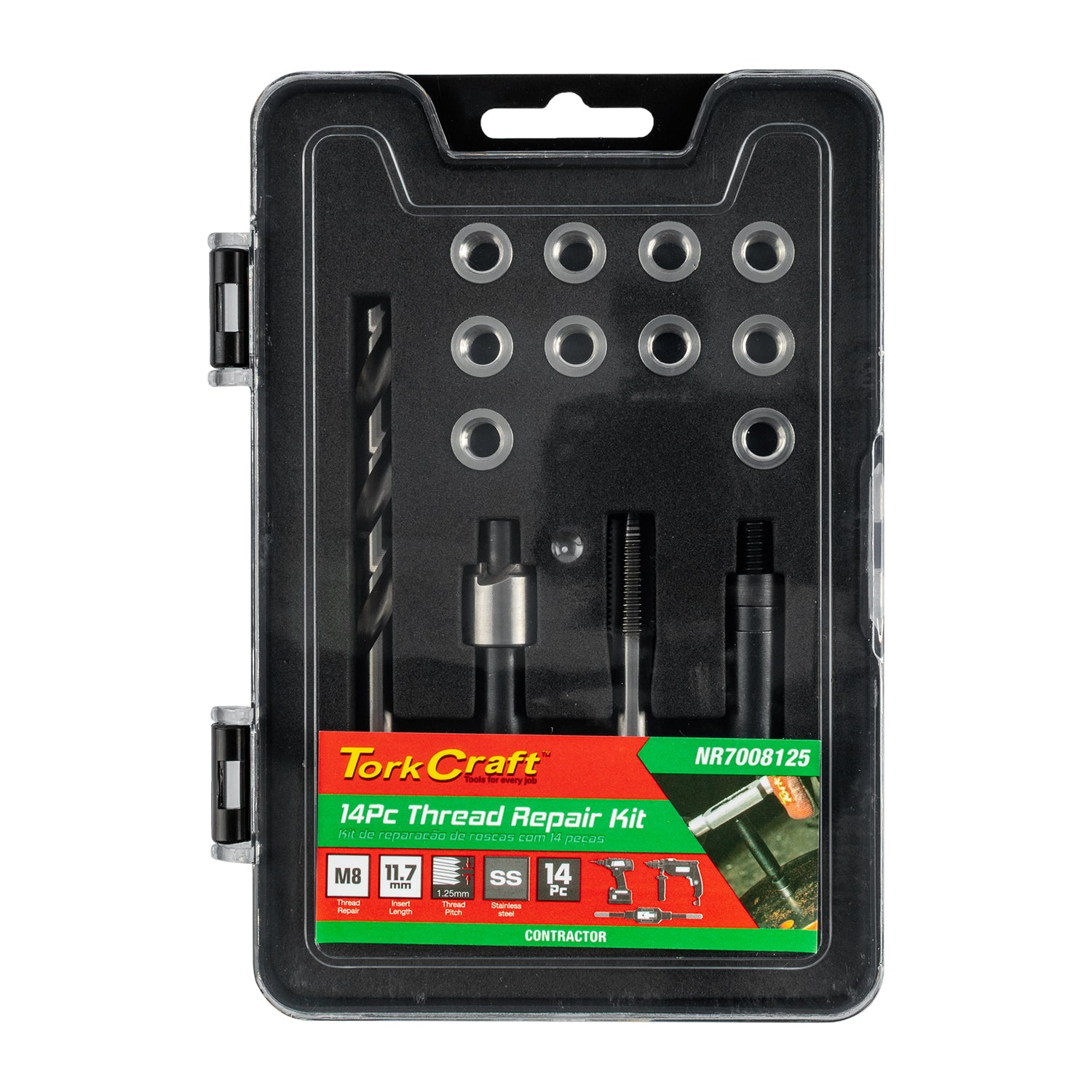 Tork Craft Thread Repair Kit 14 Pc M8 X 1.25 X 11.7 Mm Flange Insert