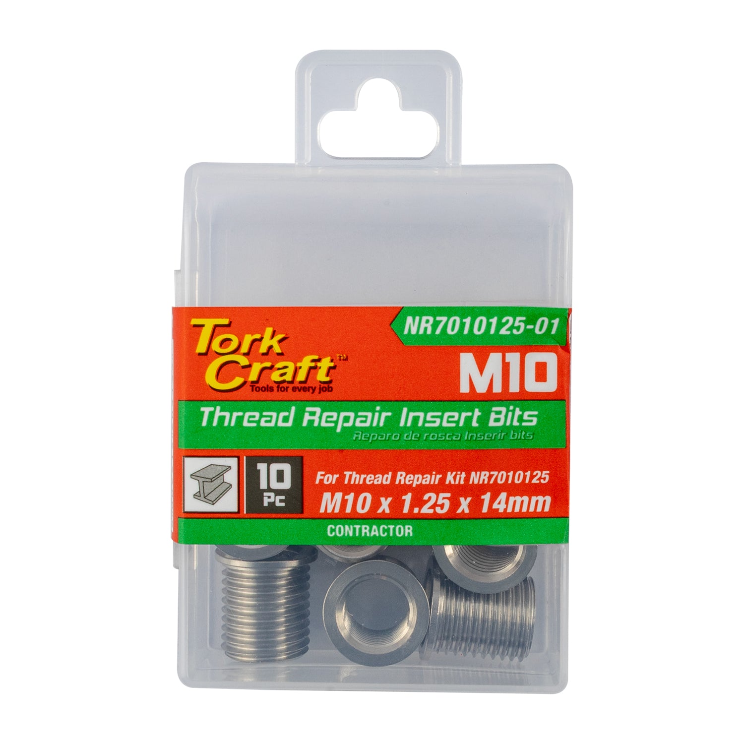 Tork Craft Repl. Insert 10 Pc M10 X 1.25 X 14 Mm S/Steel For Nr7010125
