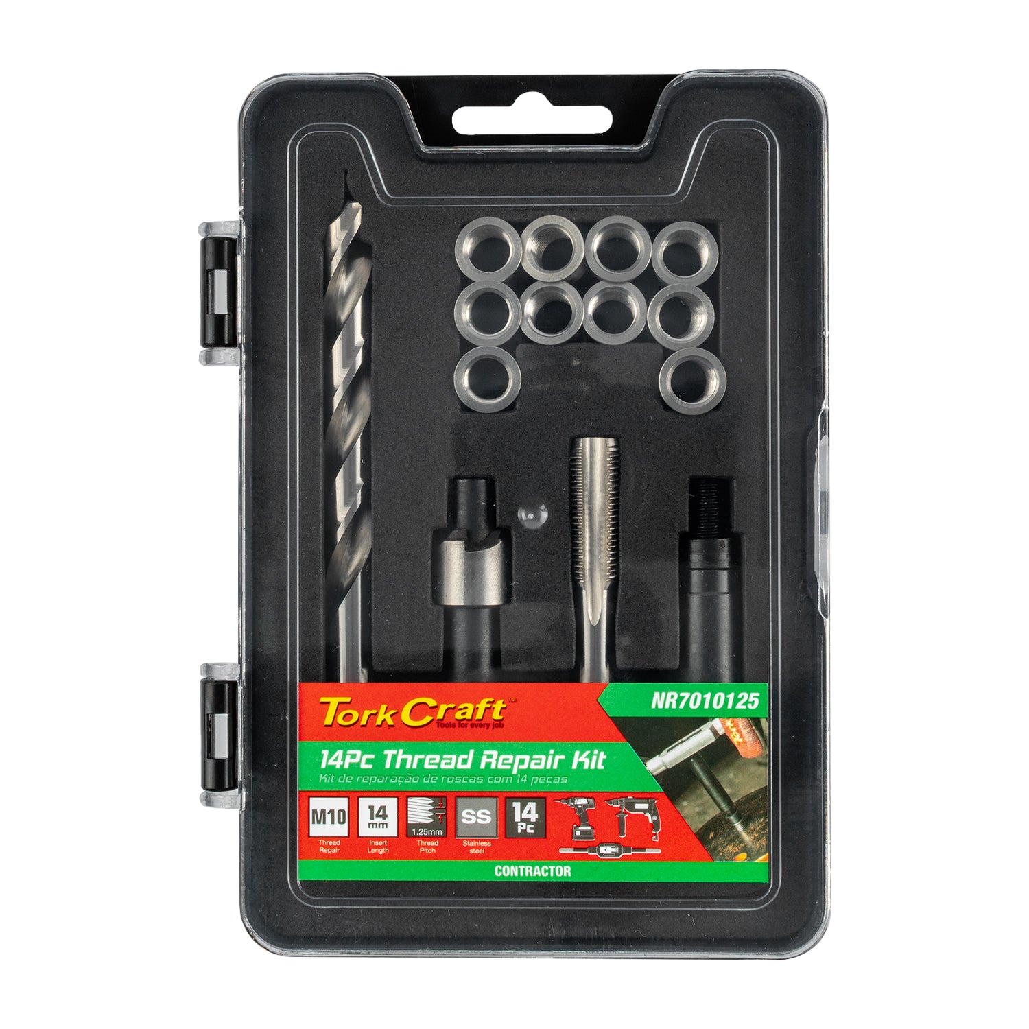 Tork Craft Thread Repair Kit 14 Pc M10 X 1.25 X 14 Mm Flange Insert
