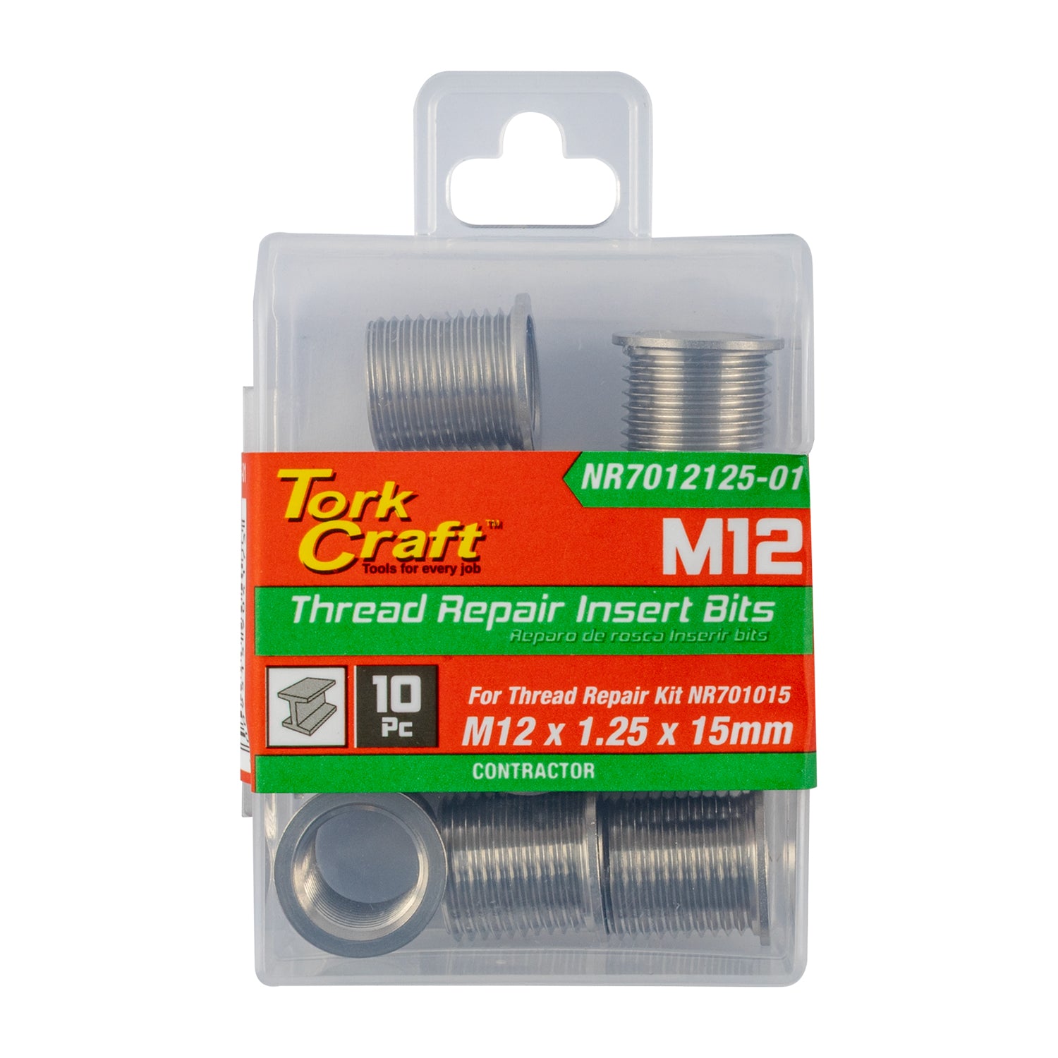 Tork Craft Repl. Insert 10 Pc M12 X 1.25 X 15 Mm S/Steel For Nr7012125