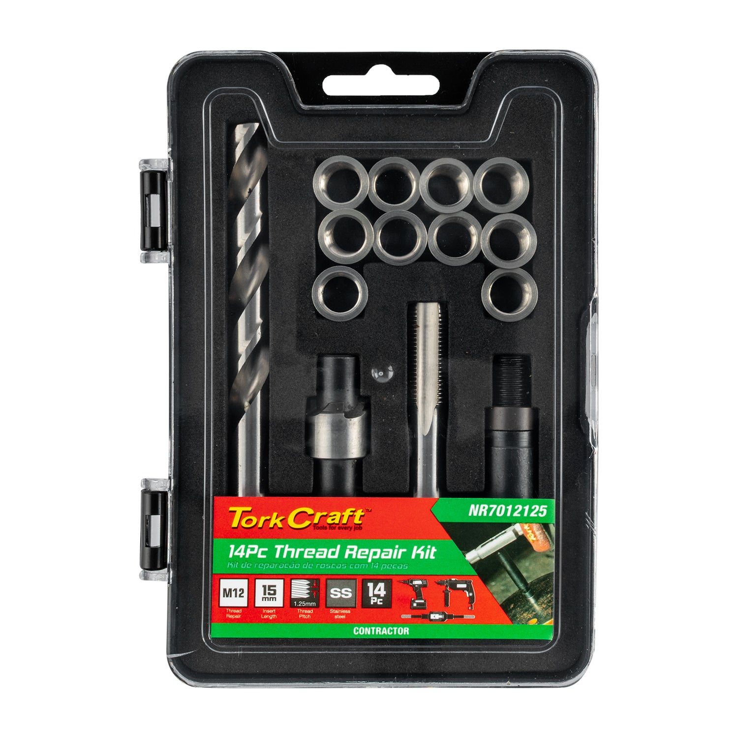 Tork Craft Thread Repair Kit 14 Pc M12 X 1.25 X 15 Mm Flange Insert