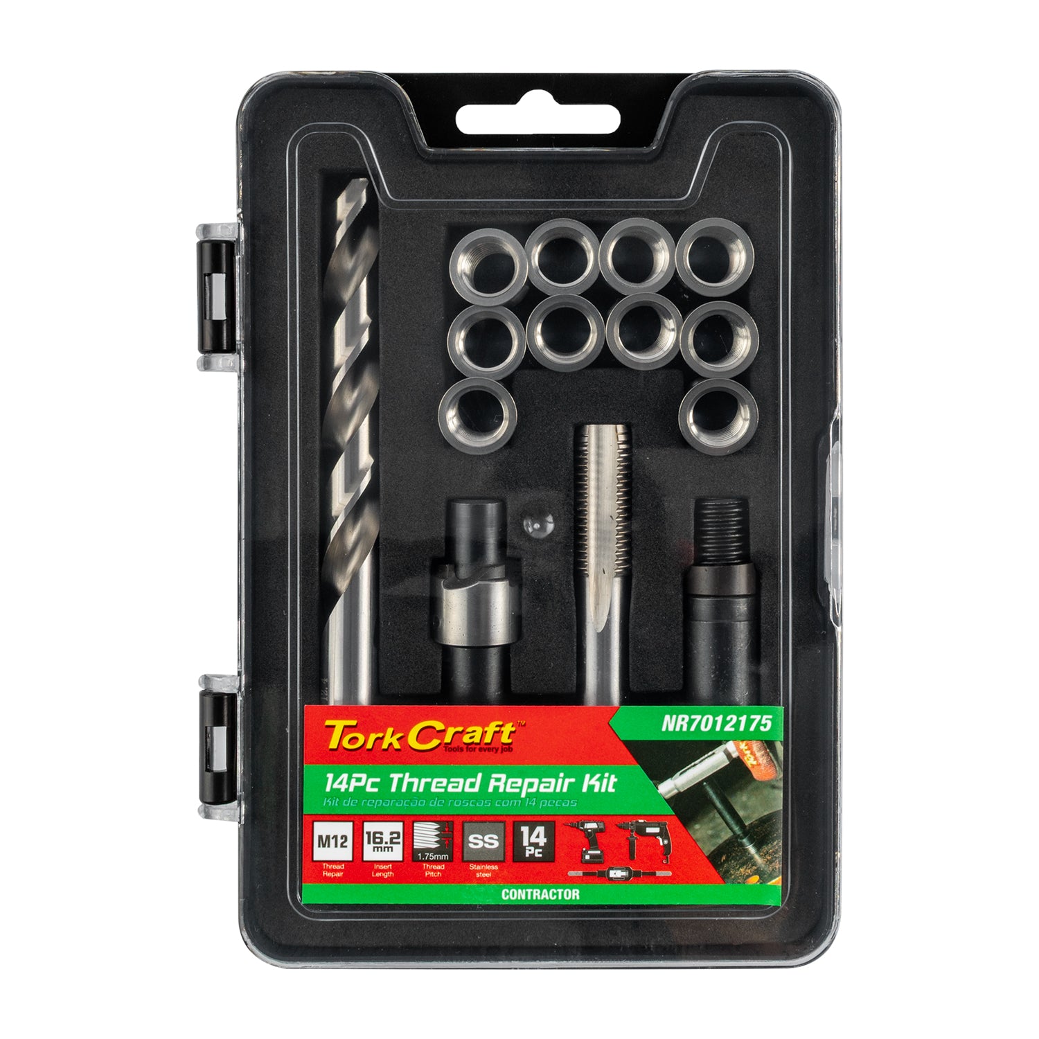 Tork Craft Thread Repair Kit 14 Pc M12 X 1.75 X 16.2 Mm Flange Insert