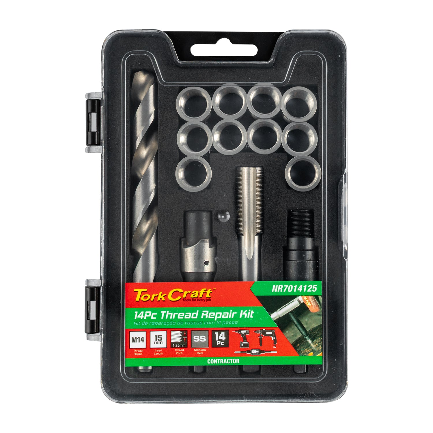 Tork Craft Thread Repair Kit 14 Pc M14 X 1.25 X 15 Mm Flange Insert