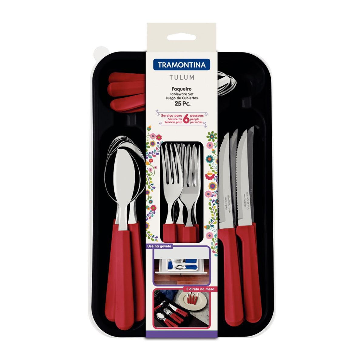 Tramontina Cutlery Tableware Set 25 Pc Red - Livestainable.co.za