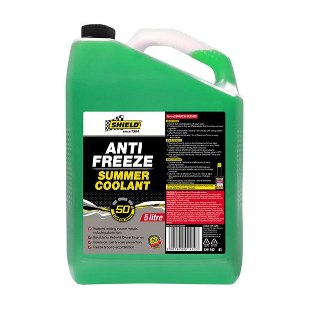 Shield Anti Freeze Summer Cooolant 50% Green 5 L - Livestainable.co.za