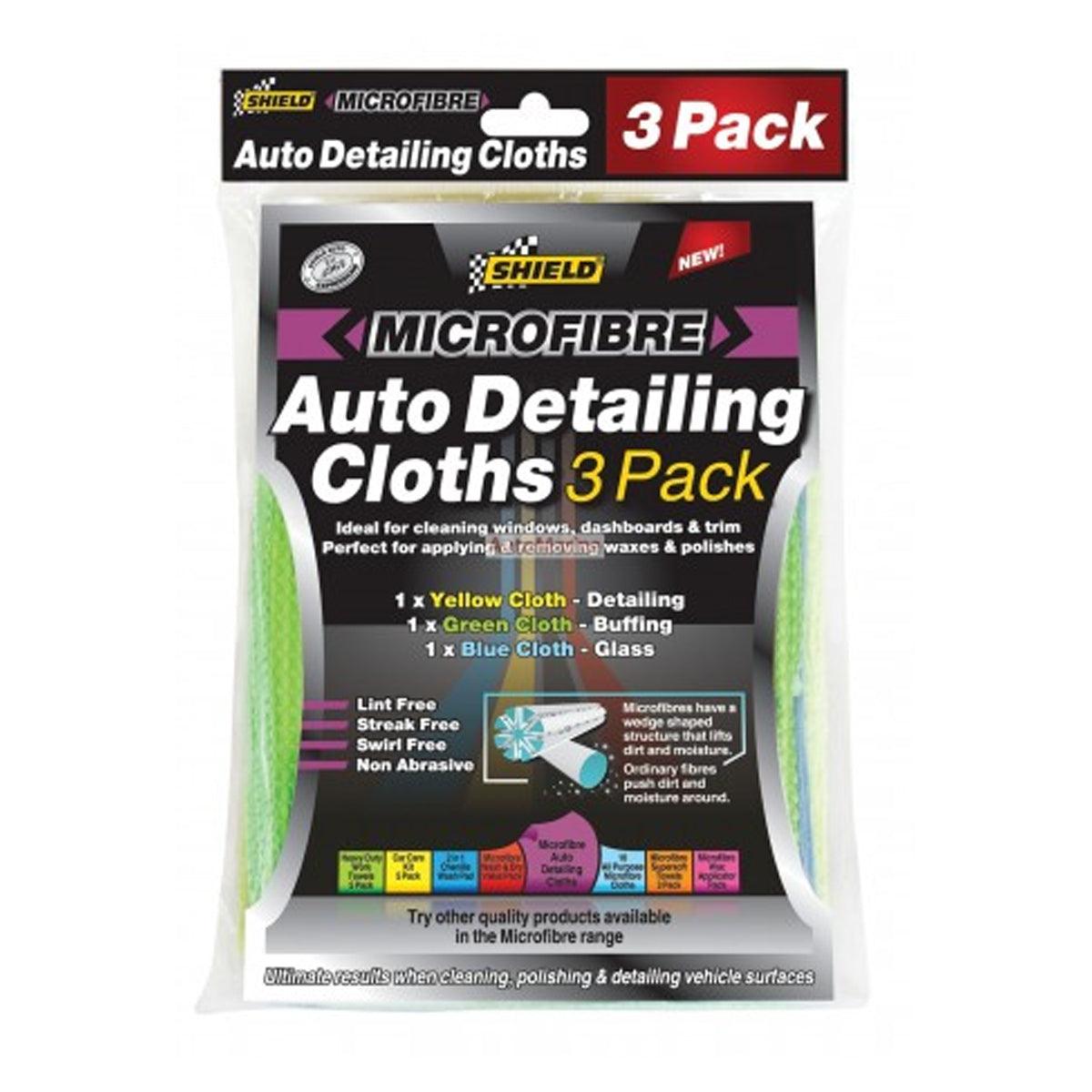 Shield Micro Fibre Auto Detailing Cloths 3 Pack - Livestainable.co.za