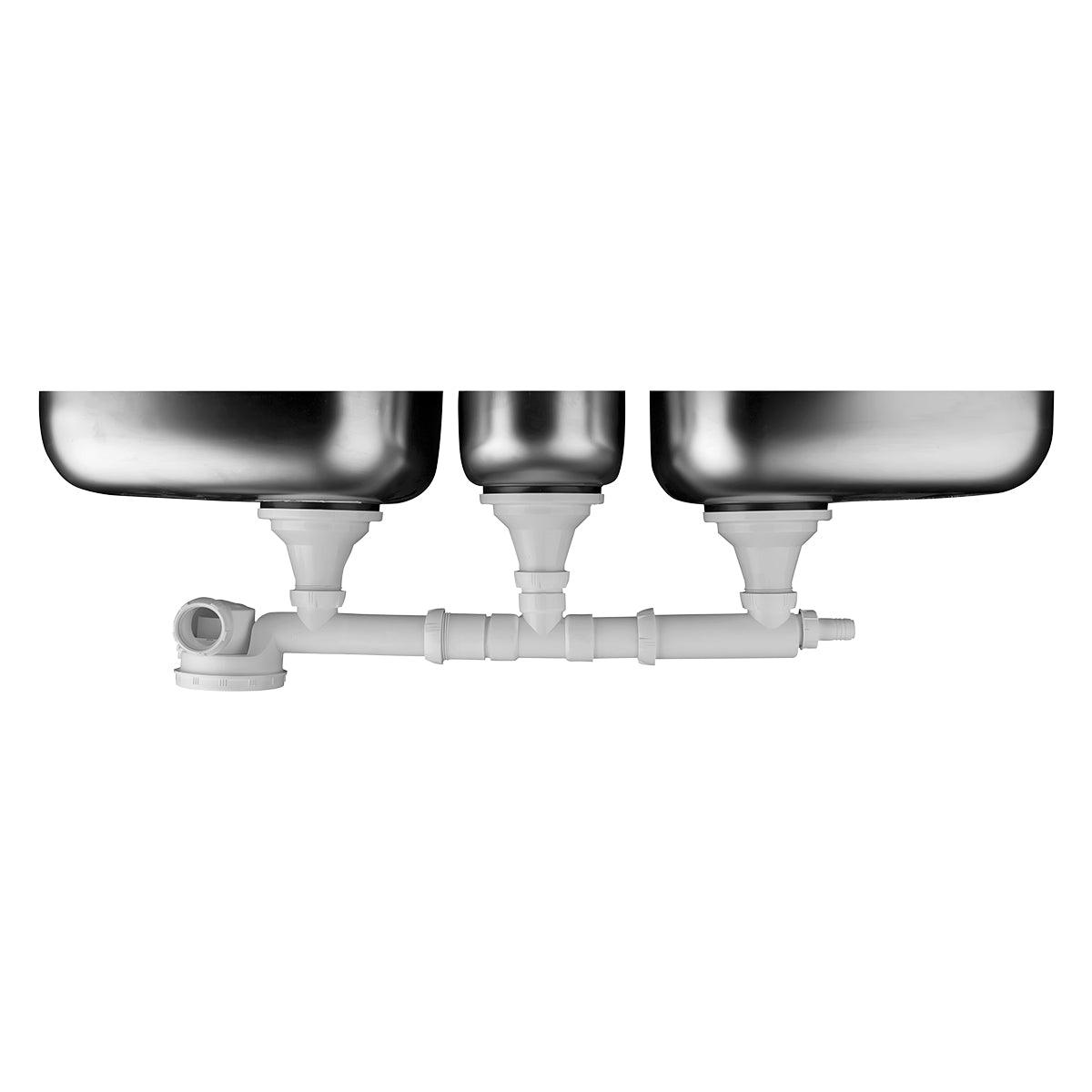 Wirquin Trap Sink Espace Triple Bowl + W/M Conn - Livestainable.co.za