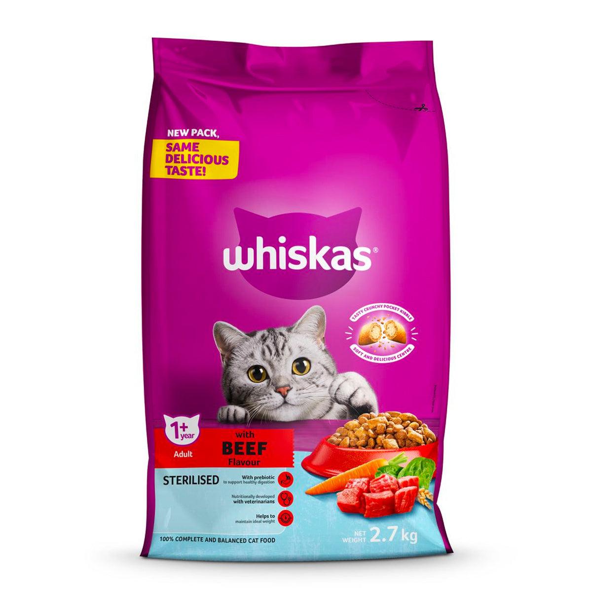 Whiskas Cat Food Dry Sterilised Adult Beef 2.7 Kg - Livestainable.co.za