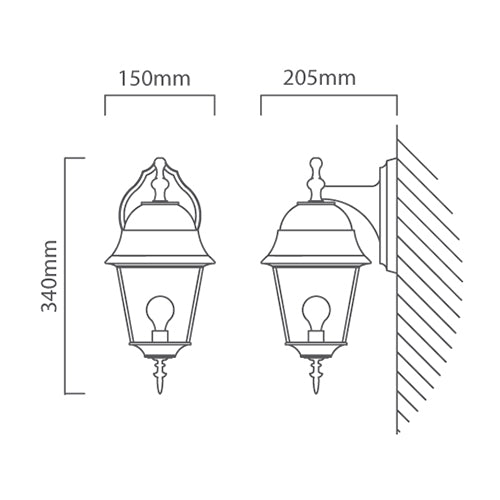 Eurolux Lantern 4 Panel D/Facing White