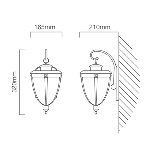 Eurolux Lantern Alab. D/Facing Black/Silver