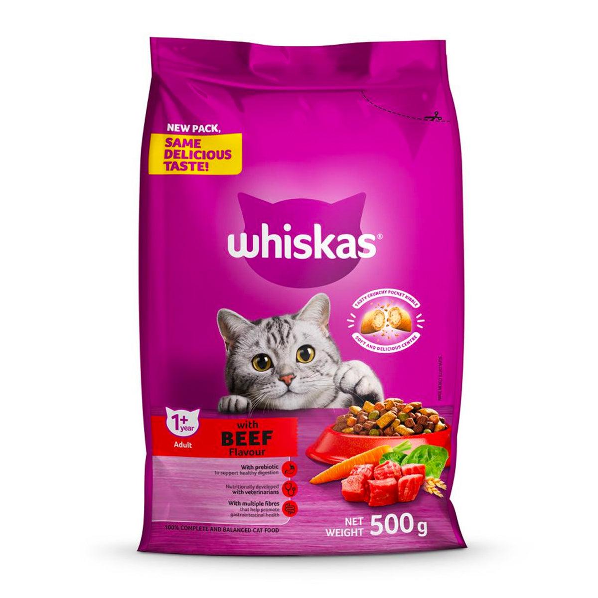 Whiskas Cat Food Dry Adult Beef 500 G - Livestainable.co.za