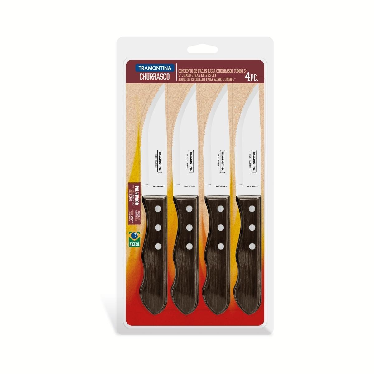 Tramontina Steak Knife Jumbo Set Brown 4 Pc Boxed - Livestainable.co.za