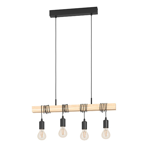 Eurolux Townshend 4 Lt Pendant Black/Wood