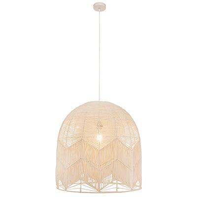 Toulon W 450 Pendant White Woven Rattan E27 1x60w - Livestainable.co.za