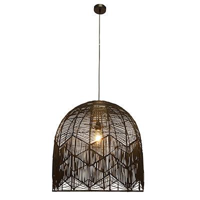 Toulon Blk 600 Pendant Black Woven Rattan E27 1x60w - Livestainable.co.za