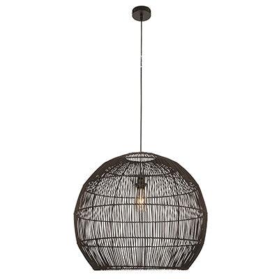 Erna 600 Blk Pendant Black Woven Rattan E27 1x60w - Livestainable.co.za