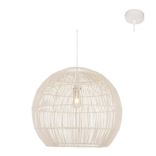 Erna 600 Wh Pendant White Woven Rattan E27 1x60w - Livestainable.co.za