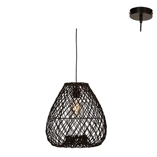 Albert Blk Pendant Black Woven Rattan E27 1x60w - Livestainable.co.za