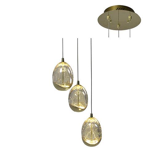 Dew Drop 3 Lt Pendant 250mm Gold - Livestainable.co.za