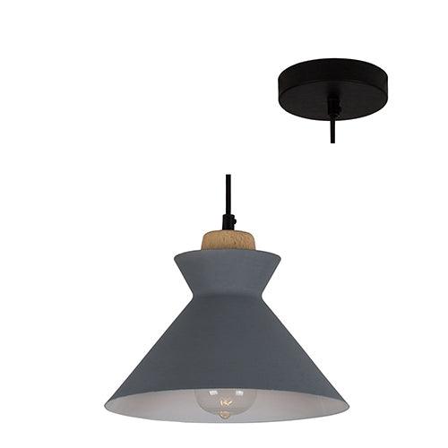 Charlotte Pendant 255mm Grey & Wood - Livestainable.co.za