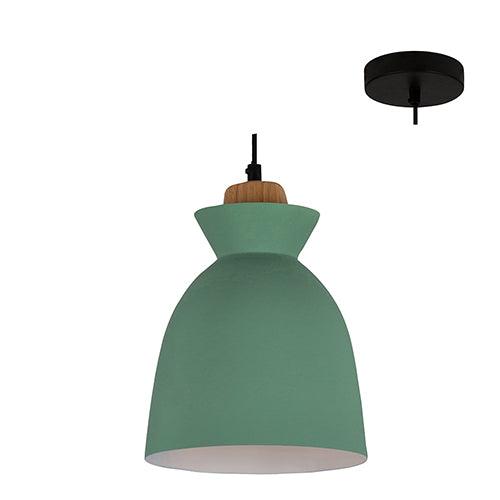 Charlotte Pendant 190mm Green/Wood - Livestainable.co.za