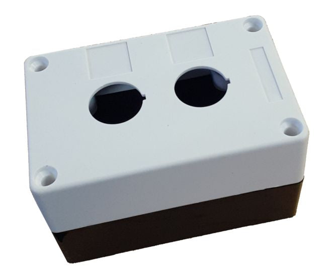 Push Button Enclosure 2 Hole Ip65 White 22mm Pb Bx2 22