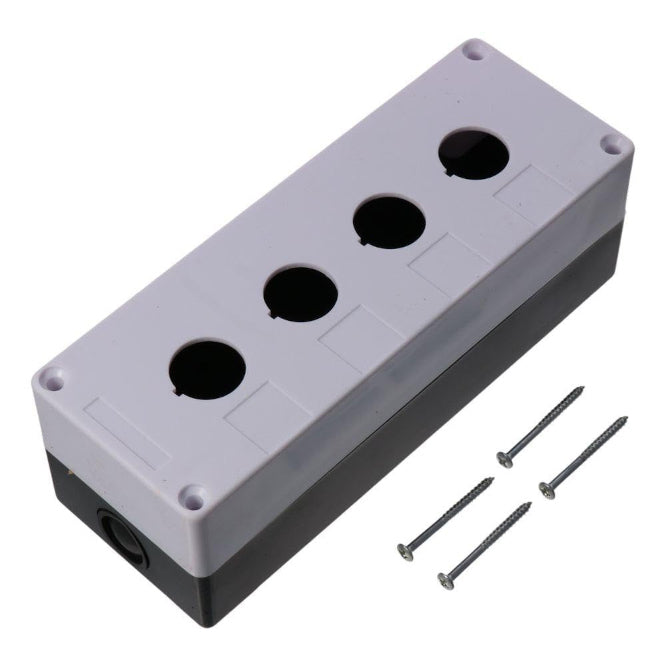 Push Button Enclosure 4 Hole Ip65 White 22mm Pb Bx4 22